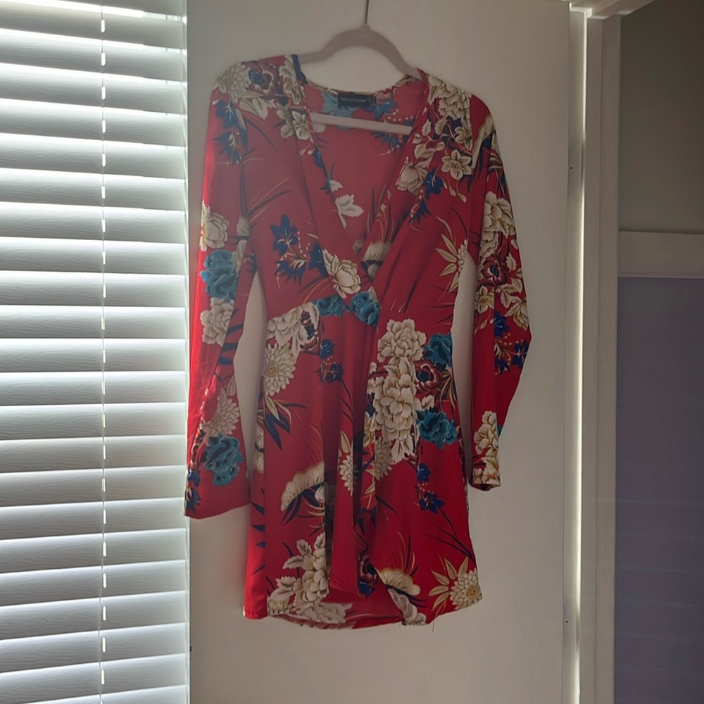 Red mini dress open chest